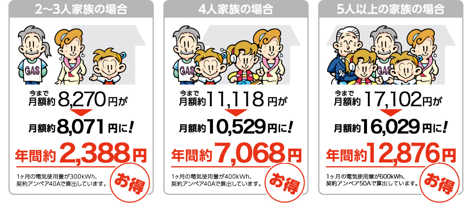 イワタニでんきの月額料金<例>