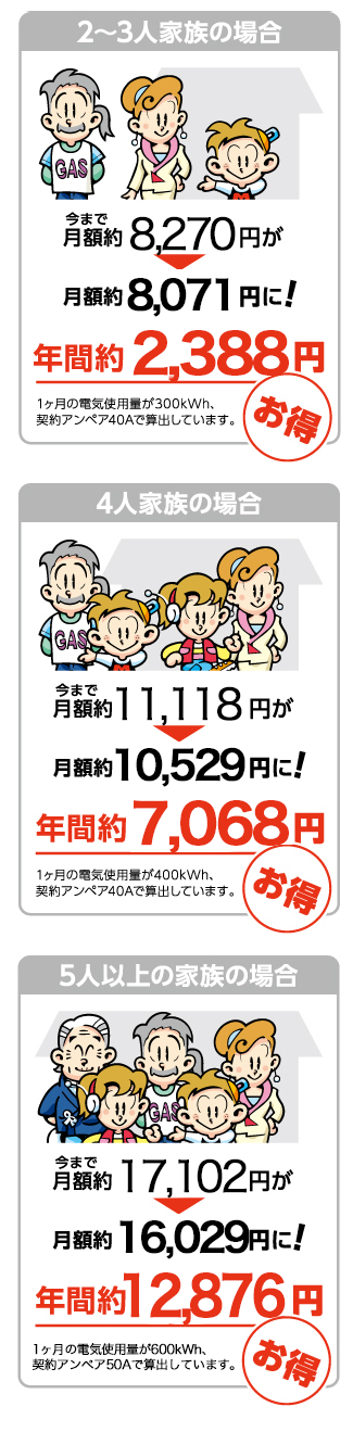 イワタニでんきの月額料金<例>